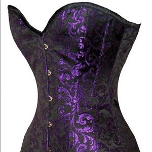 Purple Brocade Longline Corset